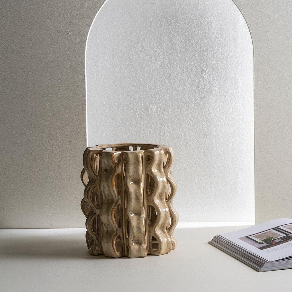 Laure Vase Beige 20.5X20.5X22.5 cm