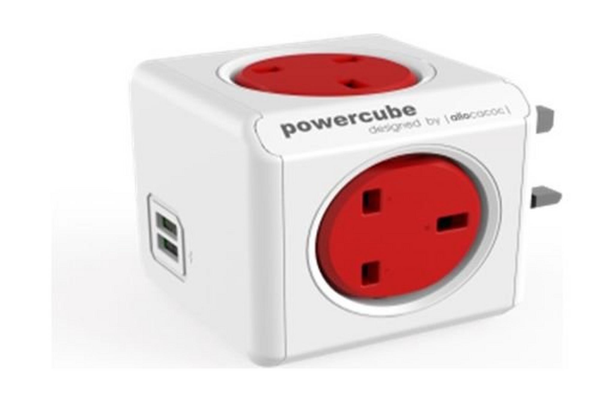 Allocacoc PowerCube Original Power Adapter with Dual USB Port (7200) - Red