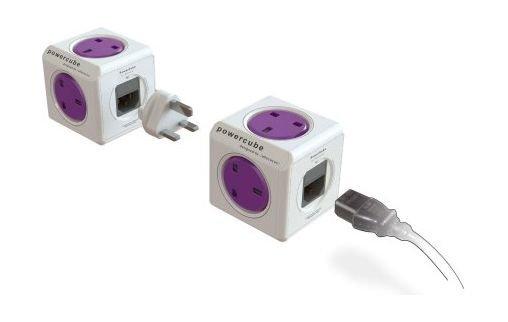 Allocacoc PowerCube 5 Socket Rewirable Travel Adapter - Purple