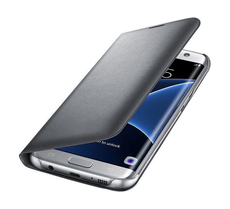 Samsung Galaxy S7 Edge LED View Flip Cover - Silver + Samsung Wireless Charging Pad