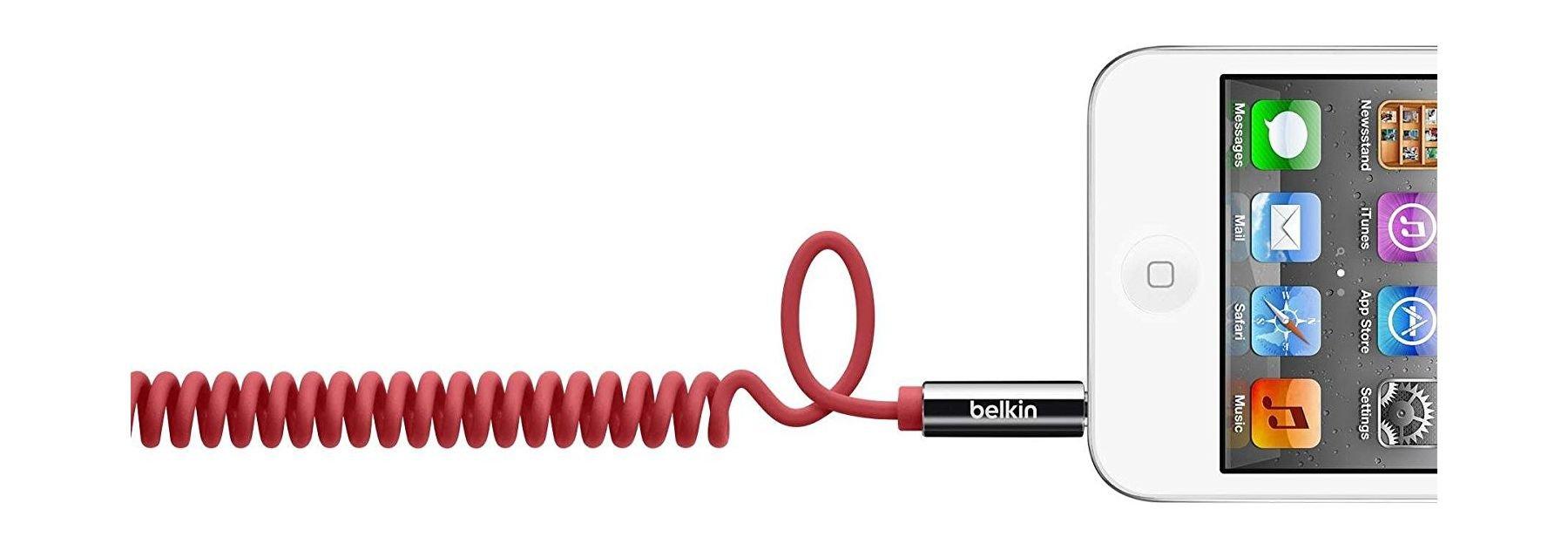 Belkin MixIT Coiled Aux Audio 1.8m Cable - Red (BKN-AV10126CW06-RE)