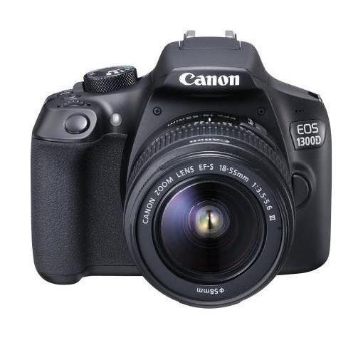 كاميرا كانون الرقمية إس إل آر بدقة ١٨ ميجا بكسل مع عدسة تقريب ١٨-٥٥ ملم – واي فاي – أسود (EOS 1300D)