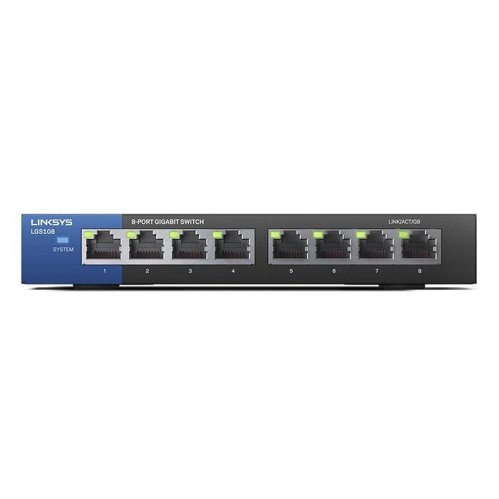 LINKSYS 8-Port Business Desktop Gigabit Switch, 1,000 Mbps, LGS108-UK - Black