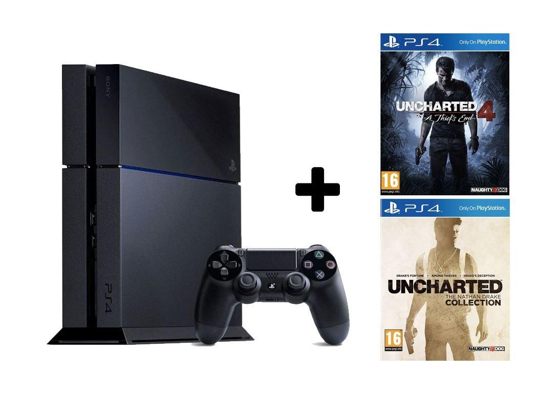 Sony PS4 1TB Console + 1 Controller + 2 Games (Uncharted 4: A Thief's End, Uncharted: The Nathan Drake Collection)