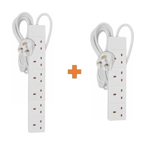 DataZone 6 Way Socket + 4 Way Socket Extension Cord White Price in Kuwait Xcite