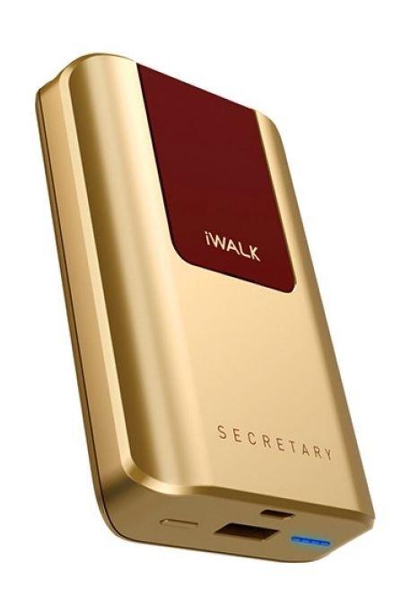 iWalk Secretary 10,000mAh Power Bank With Built-in Lightning and Micro USB With Phone Stand And Voice Prompt - Gold