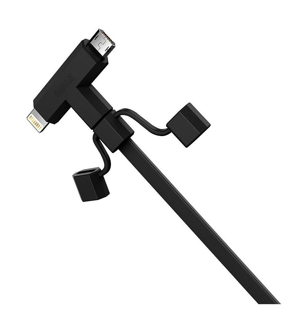iWalk 2-In-1 Micro-USB/Lightning Charge And Sync Cable - Black