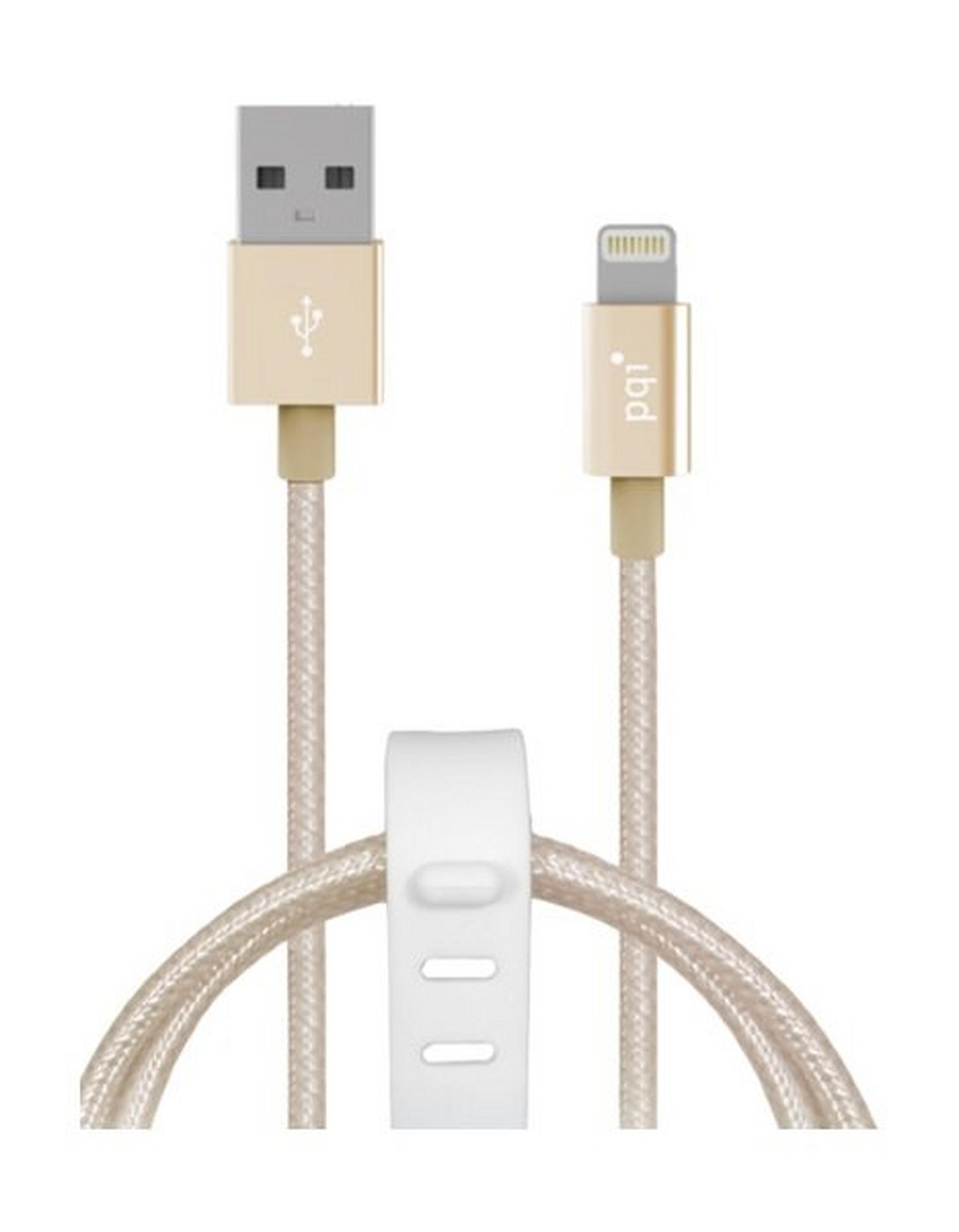 PQI 1m Wooven Lightning Cable To USB Cable -  Gold