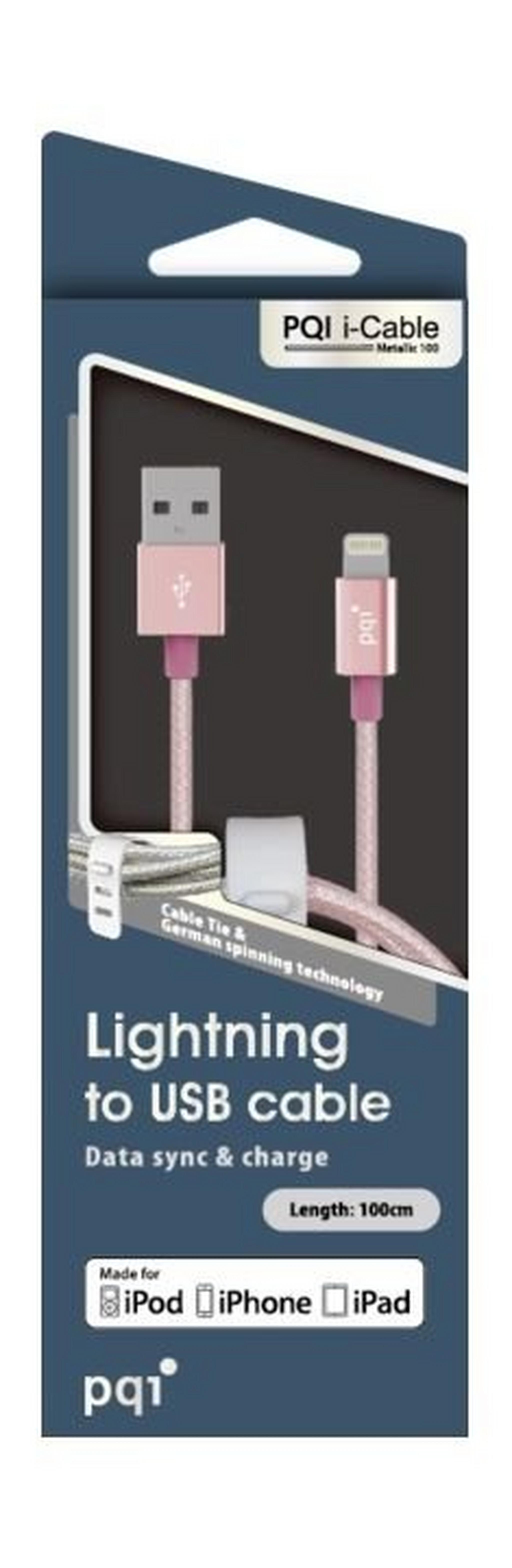 PQI 1m Wooven Lightning Cable To USB Cable -  Rose