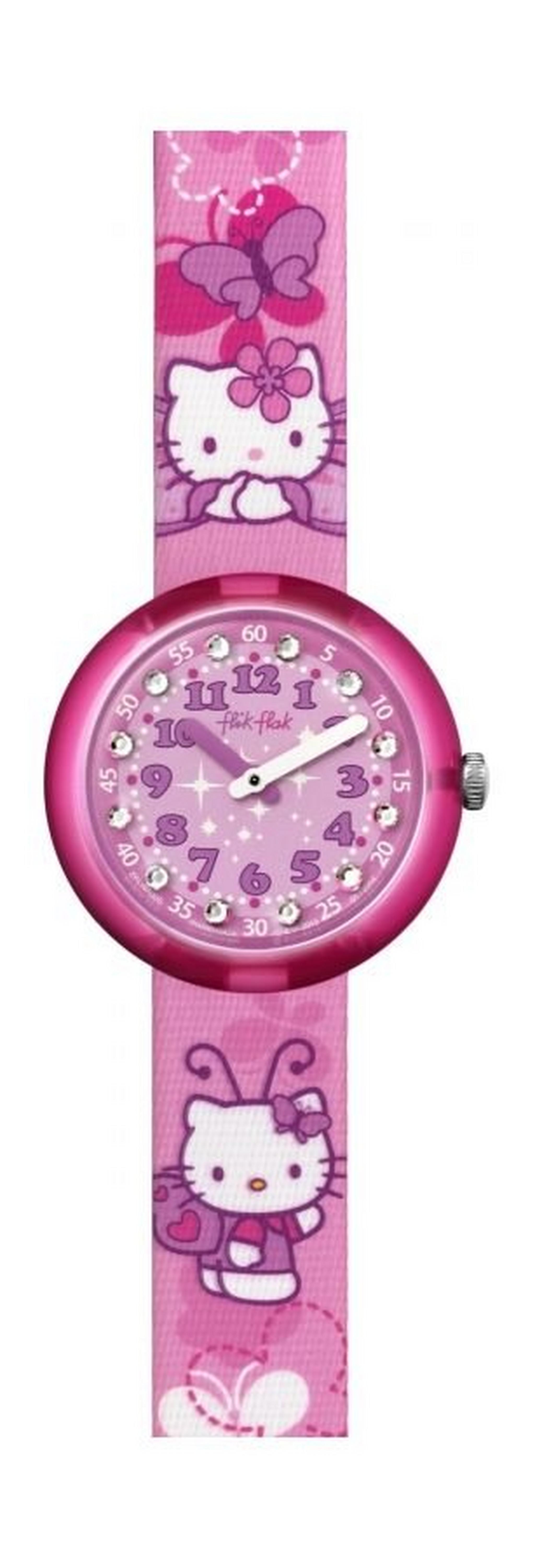Flik Flak Hello Kitty Butterfly Kids Wrist Watch (FLNP005 ) - Pink