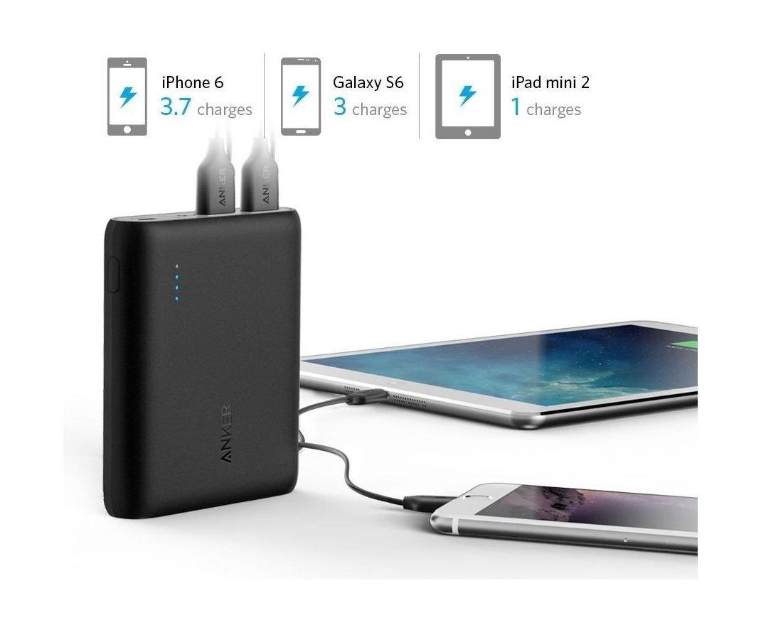 البطارية الخارجية المحمولة باور كور سعة ١٠٤٠٠ ملي أمبير بالساعة من أنكر - أسود