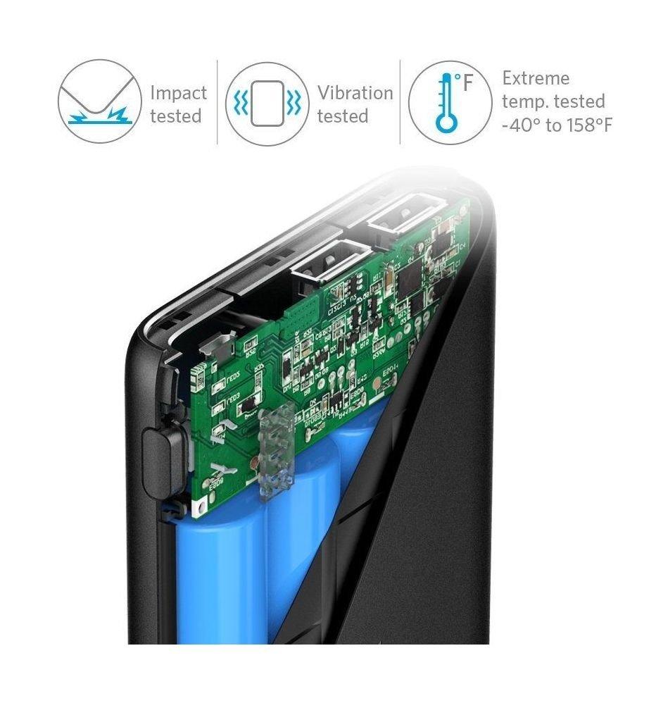 البطارية الخارجية المحمولة باور كور سعة ١٠٤٠٠ ملي أمبير بالساعة من أنكر - أسود