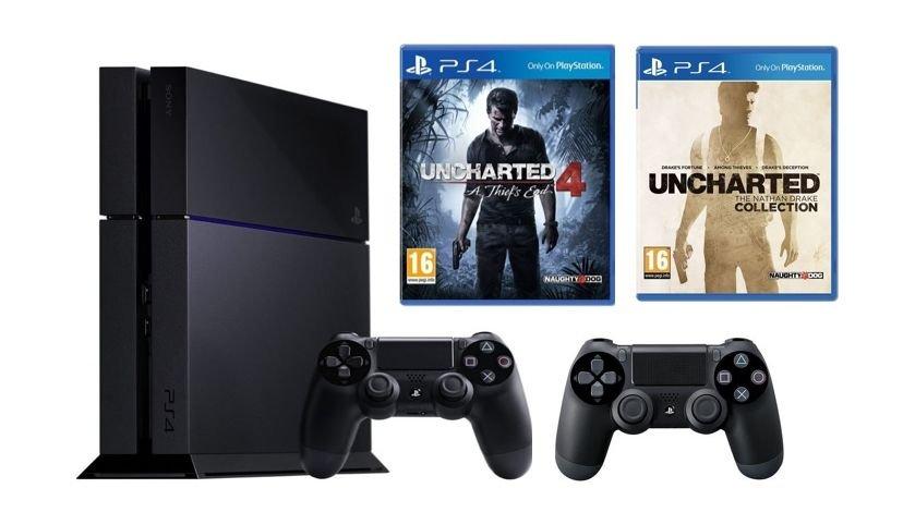 Sony PlayStation 4 1TB Console + 2 Controllers + 2 Games (Uncharted 4: A Thief's End, Uncharted: The Nathan Drake Collection)