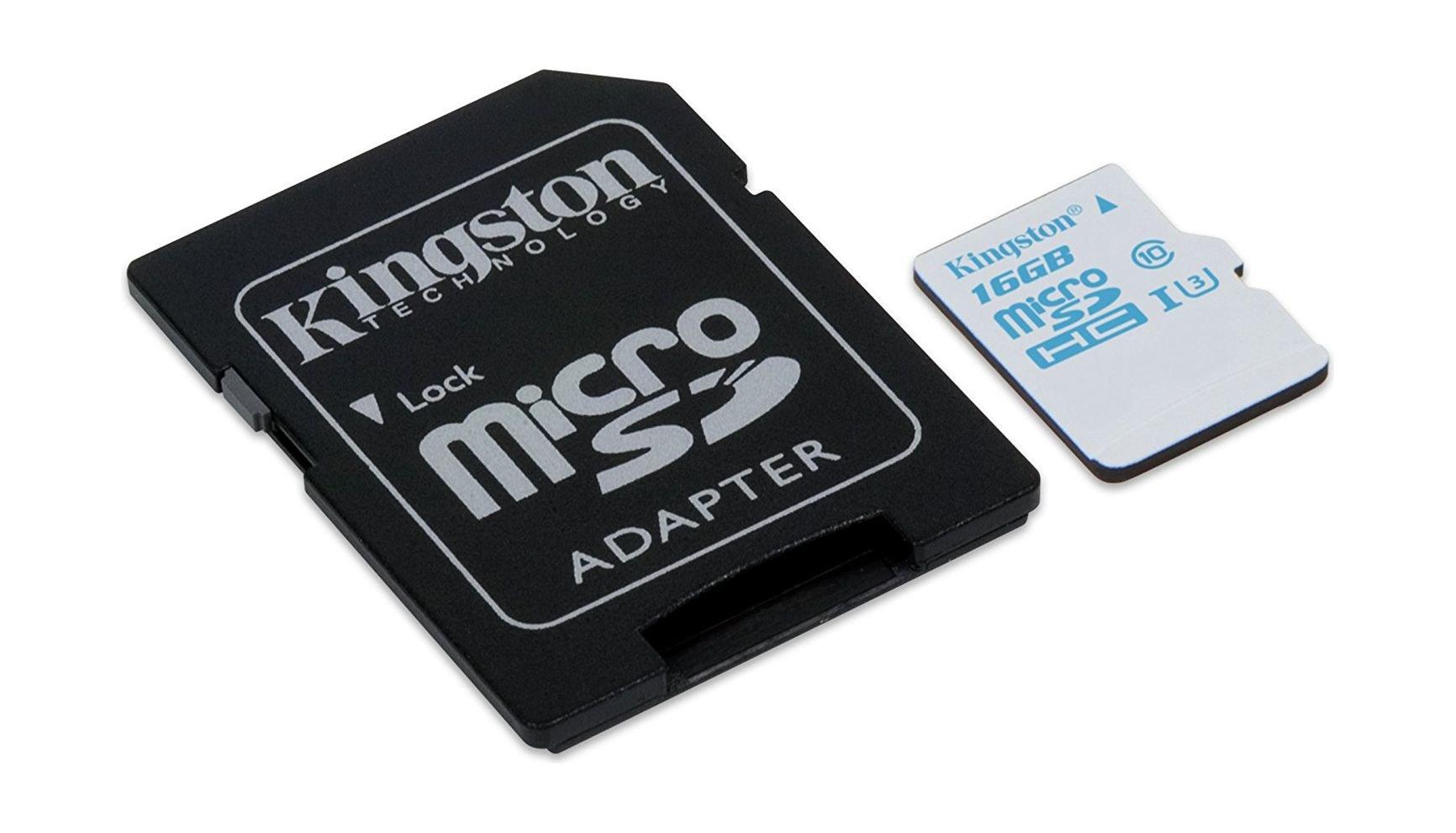 Kingston 16GB Micro SDHC Action Camera UHS-I U3 Memory Card with Adaptor
