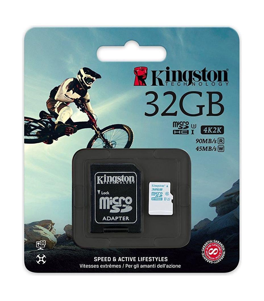 Kingston 32GB Micro SDHC Action Camera UHSI U3 Memory Card with