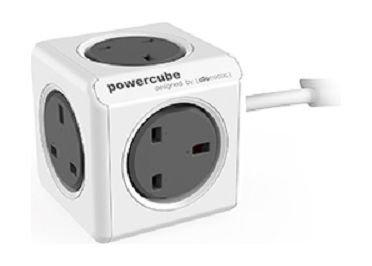 Allocacoc PowerCube Extended Power Multiplier with 1.5m Cord – Grey