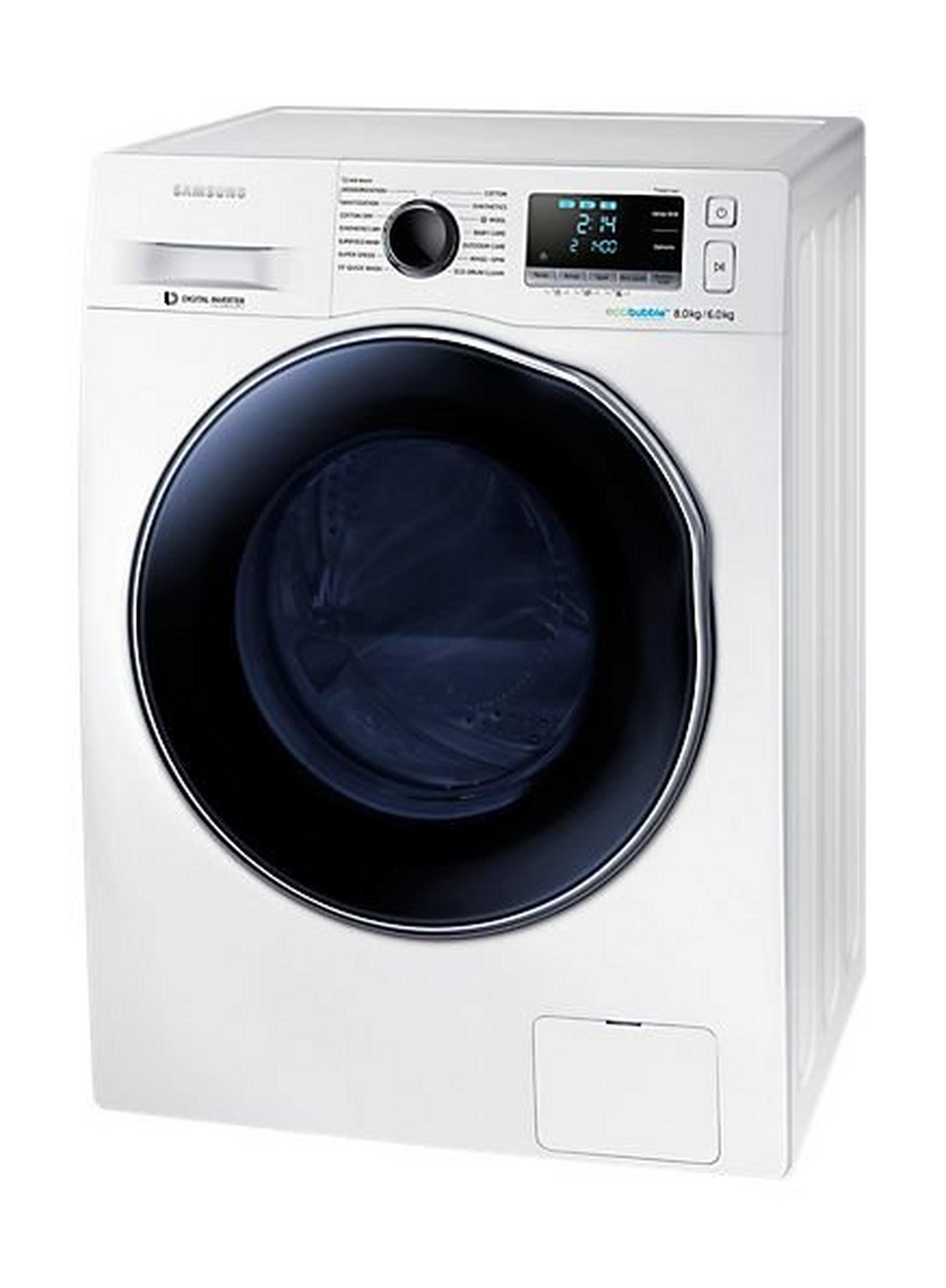 Samsung 8/6 Kg Front Load Washer Dryer with Eco bubble (WD80J6410AW) – White