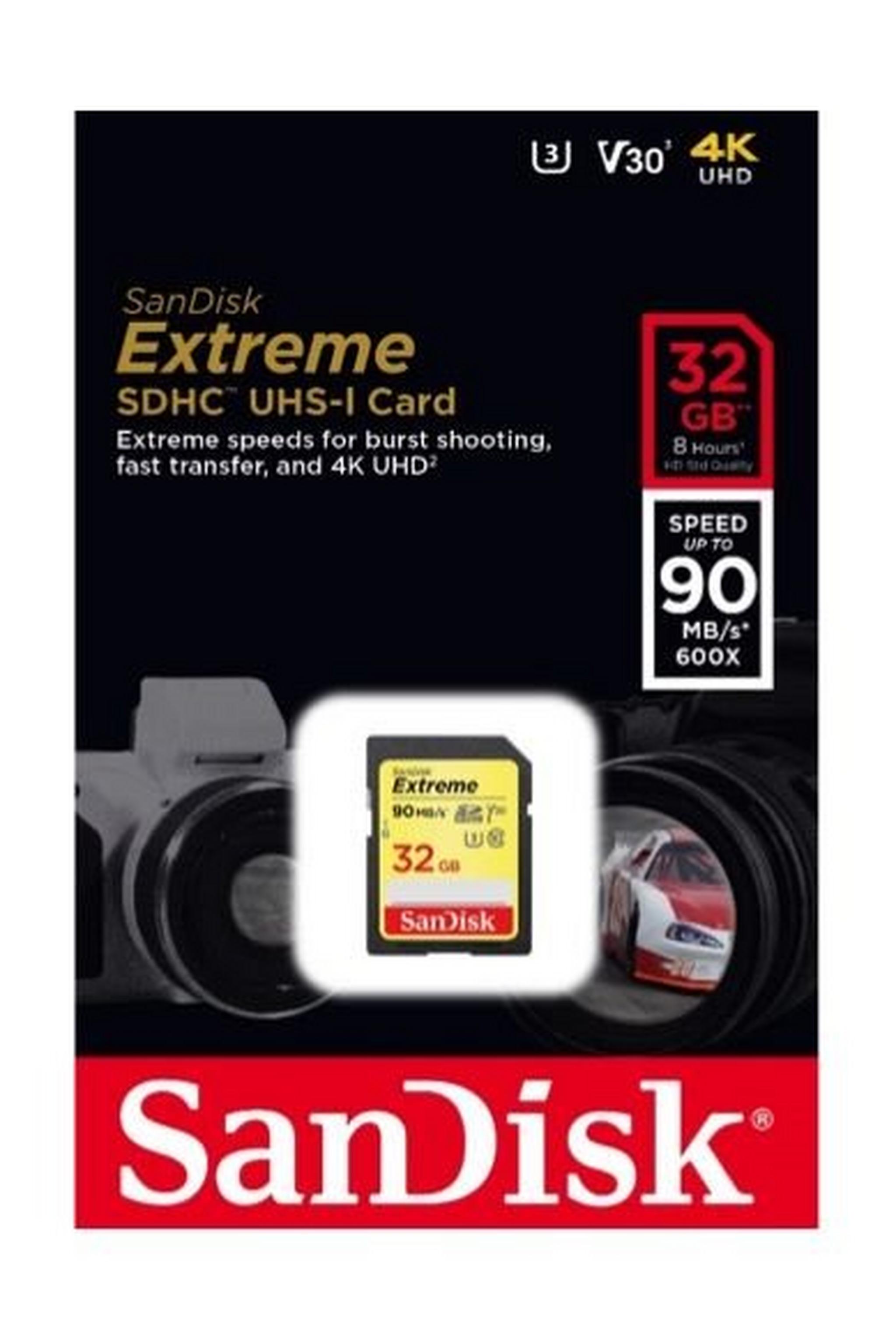 Sandisk 32gb UHS-I V30 SDHC Extreme 90Mb/S Memory Card