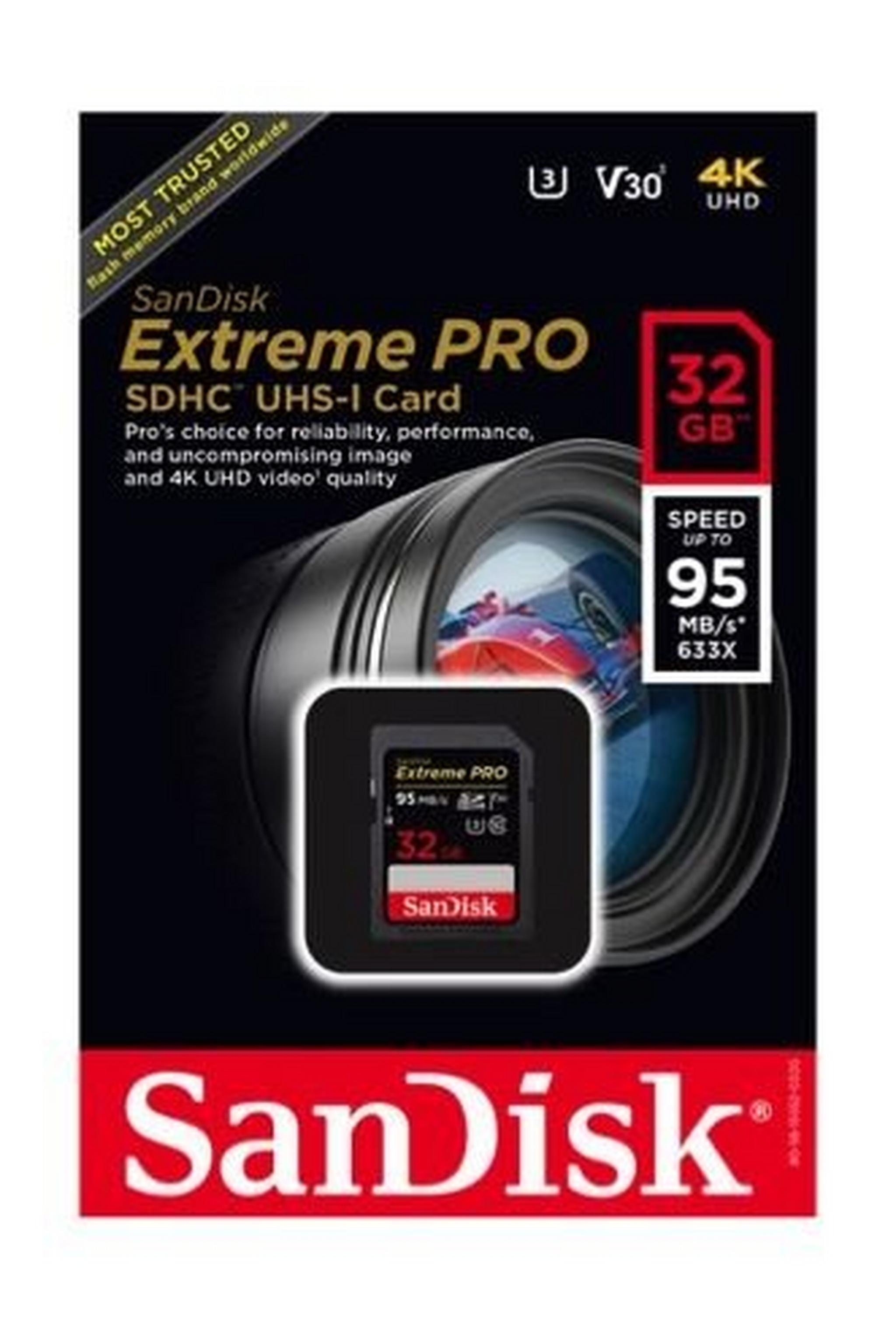 Sandisk 32GB UHS-I V30 Extreme Pro SD Memory Card – 95MB/S