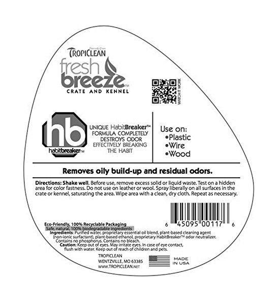 Tropiclean Fresh Breeze Stain and Odor Crate and Kennel Cleaner – 32oz