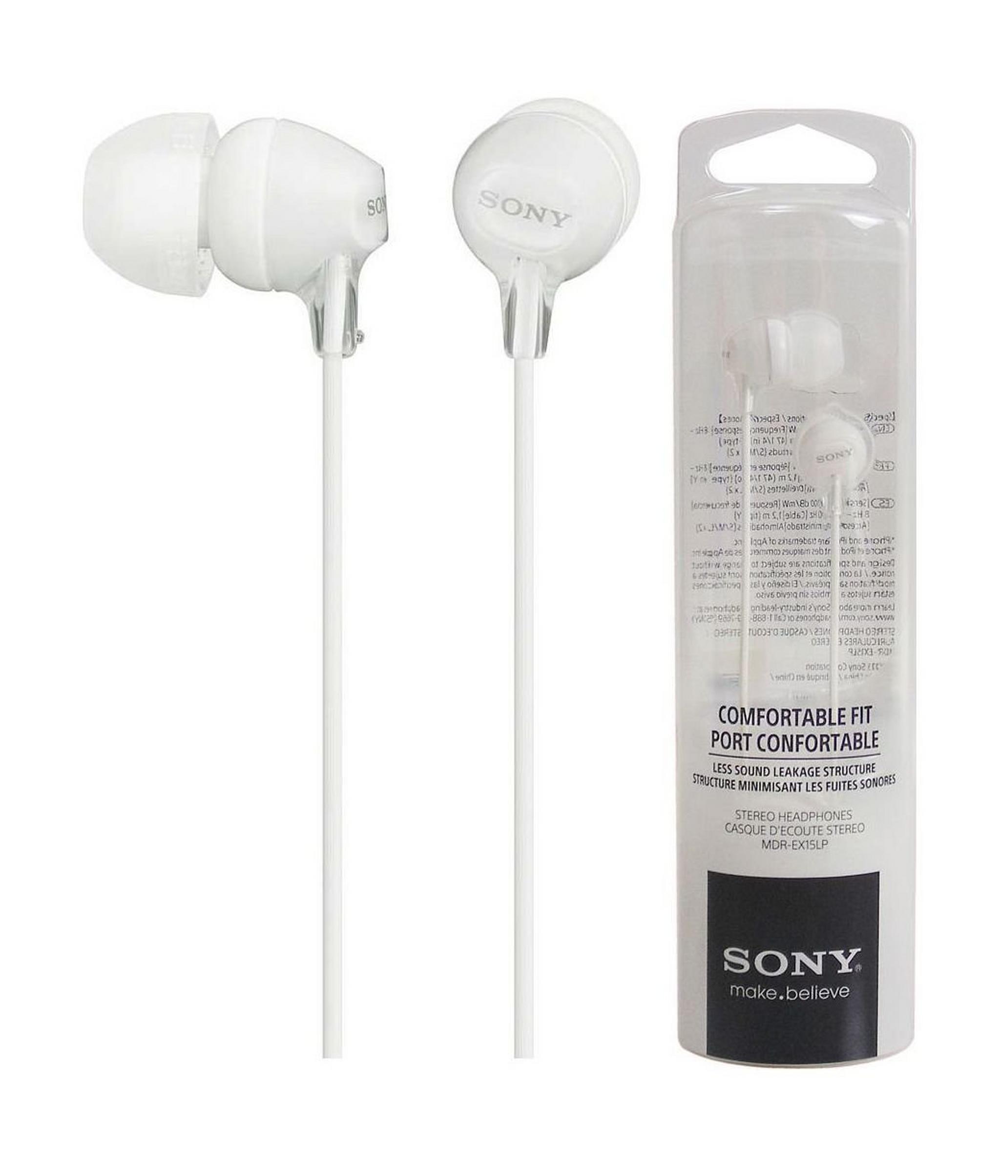 Sony In-Ear Headphone (MDR-EX15LP/W) – White