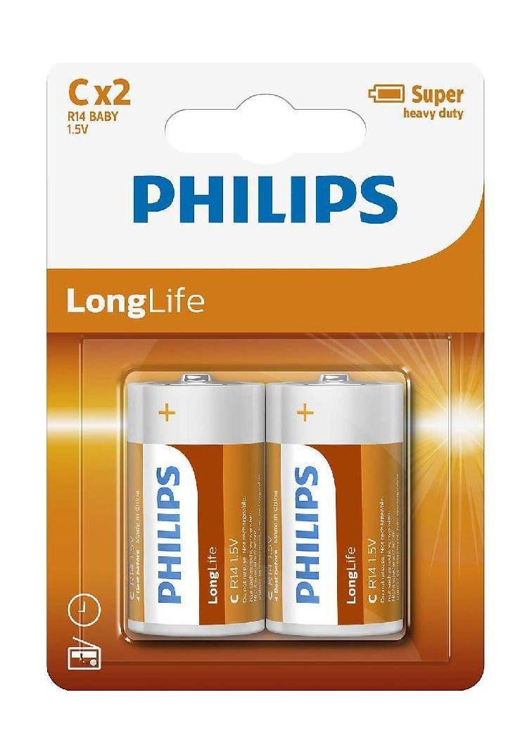 Philips Zinc Carbon Battery C2's 1.5 V (R14L2B/10) Price in Kuwait Xcite