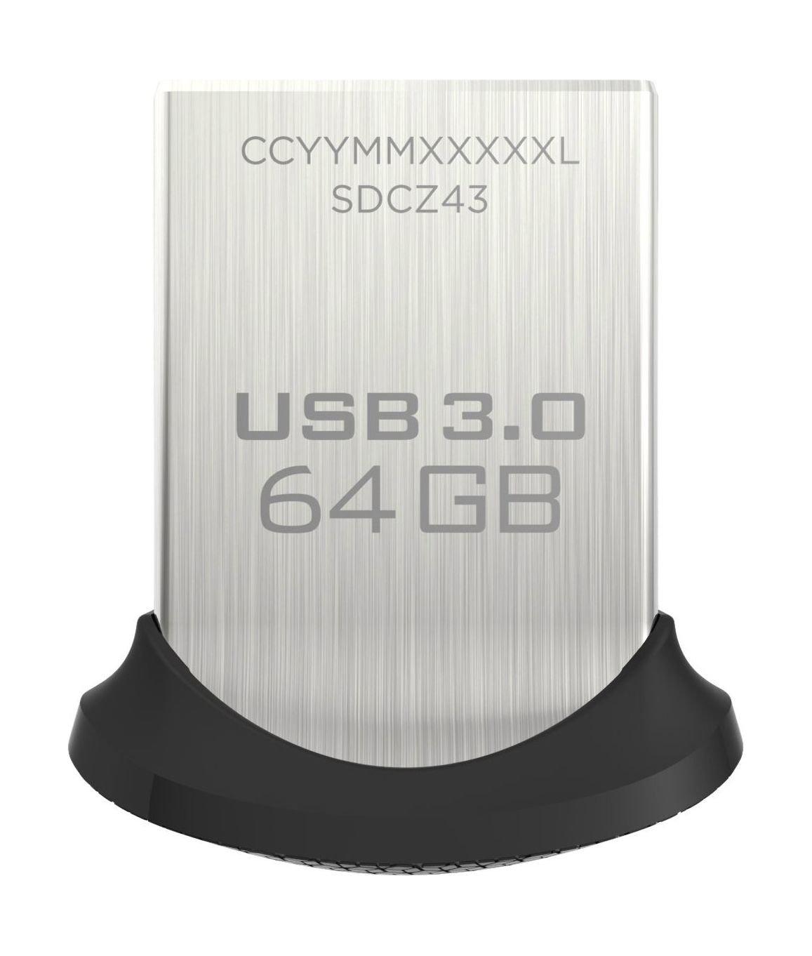 سانديسك فلاش درايف ألترا فيت - يو إس بي ٣,٠ - ٦٤ جيجابايت (CZ43064GGAM46)