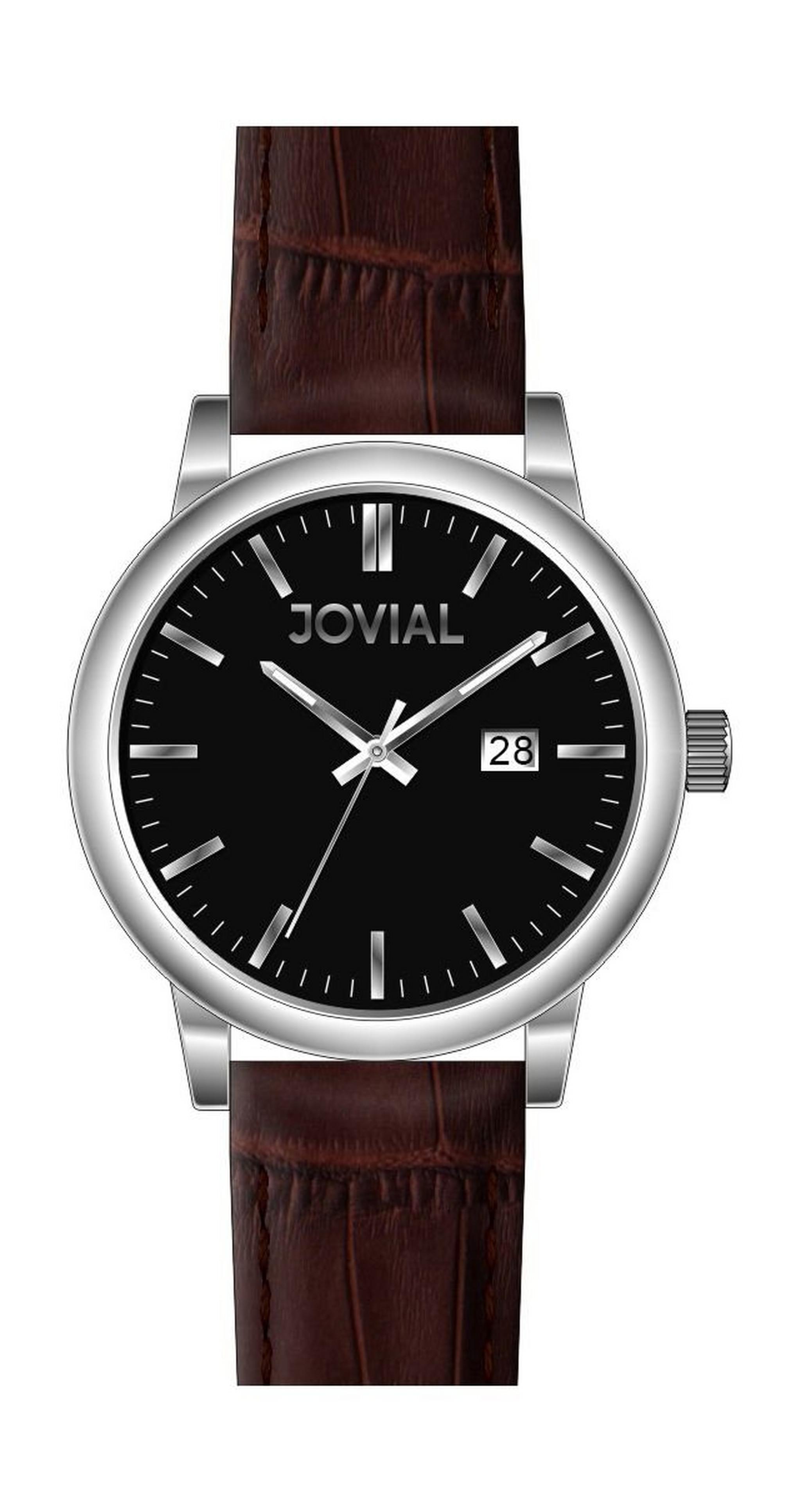 Jovial GS2008-33 Sports Analog Gents Watch – Leather Strap – Brown