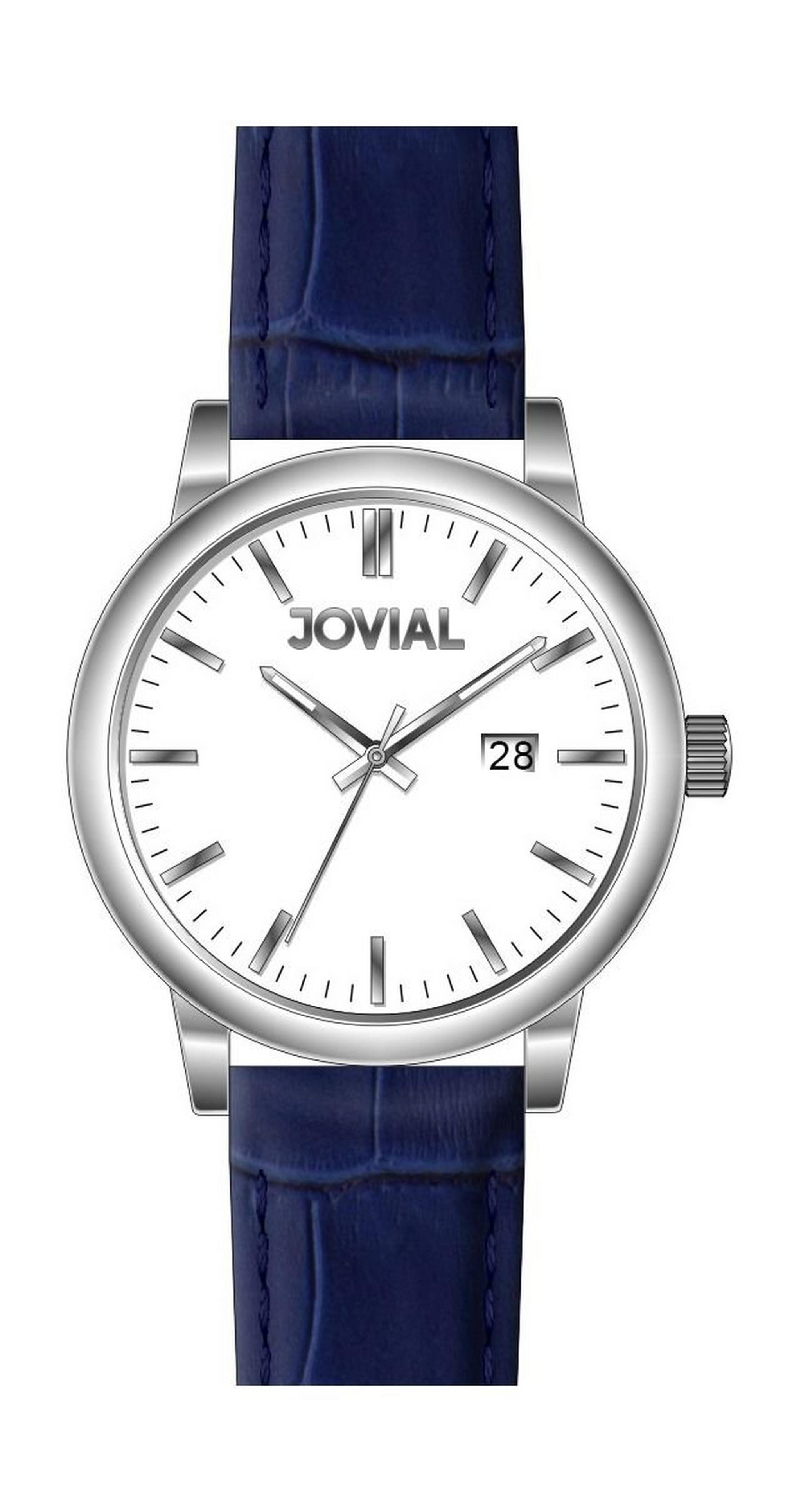 ساعة جوفيال للرجال بعرض تناظري – حزام جلد – أزرق (GS2008-51)