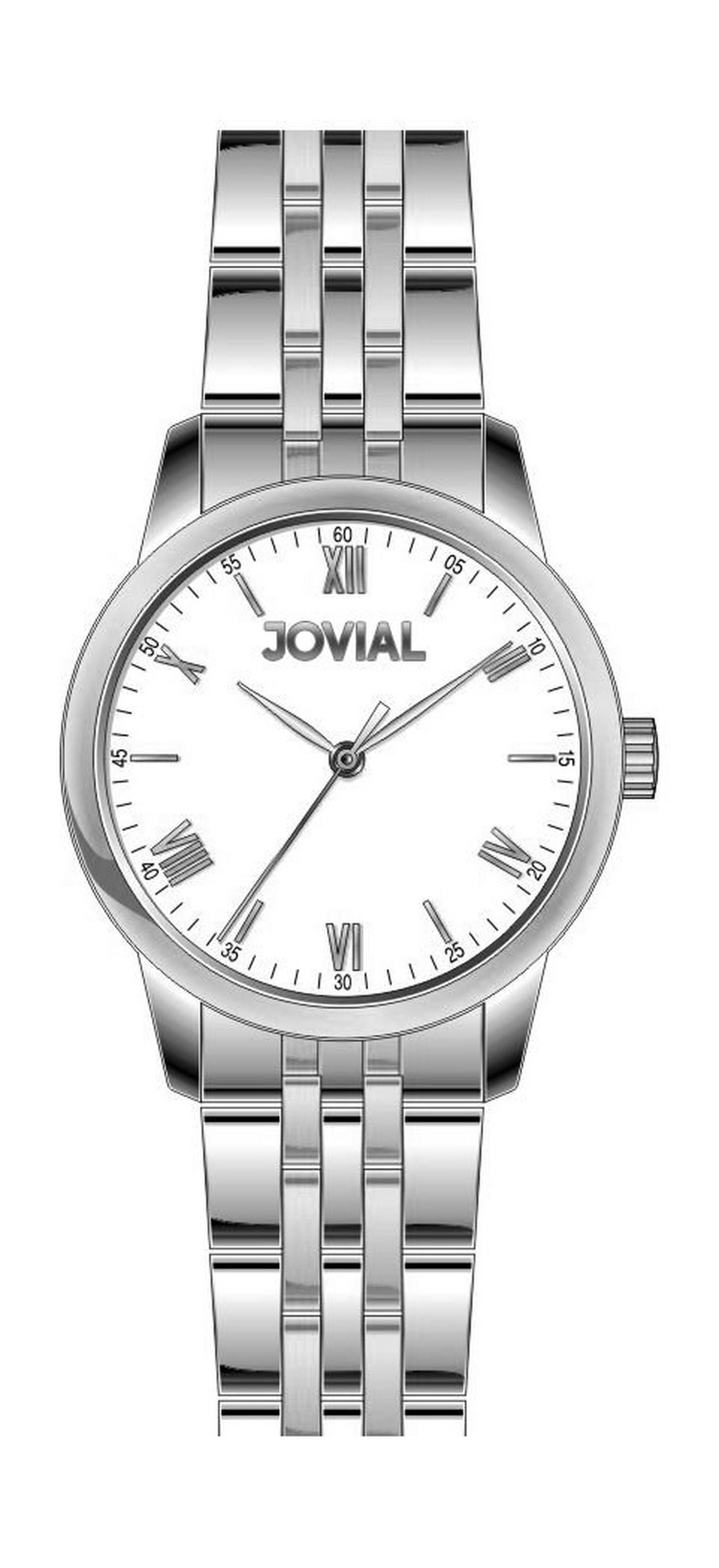 ساعة جوفيال العصرية للسيدات بعرض تناظري – سوار معدني – فضي  (LS2012-01)