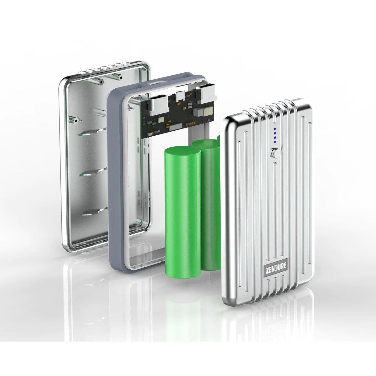 بطارية الشحن الخارجية زندور اي ٣ بقوة ١٠,٠٠٠ ملي أمبير – فضي