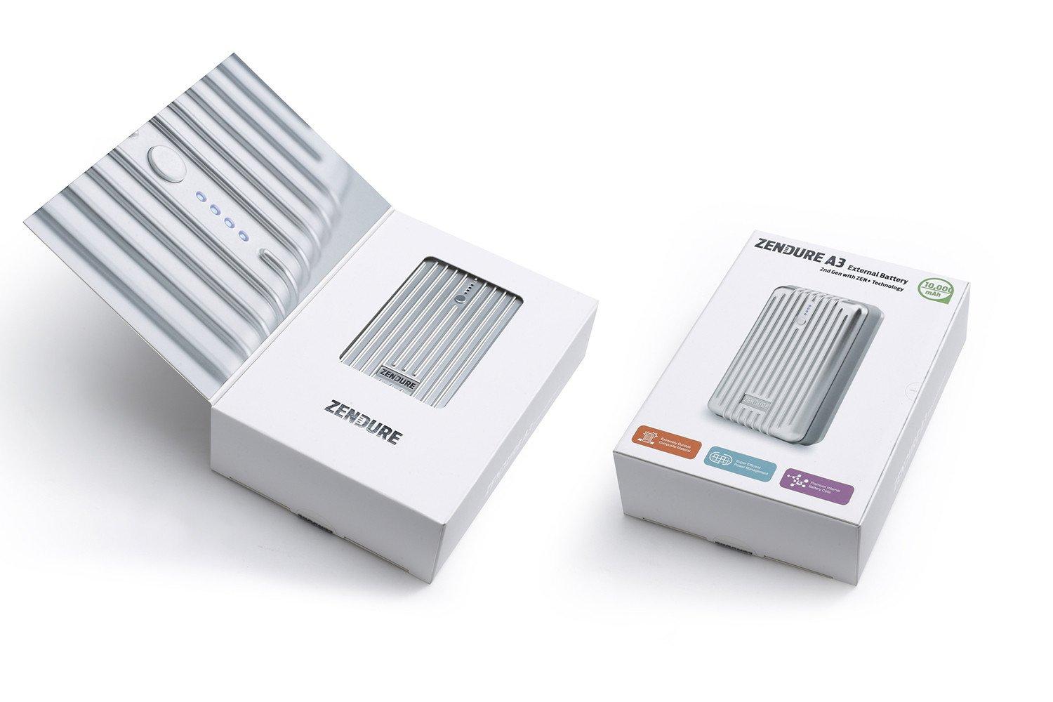 بطارية الشحن الخارجية زندور اي ٣ بقوة ١٠,٠٠٠ ملي أمبير – فضي