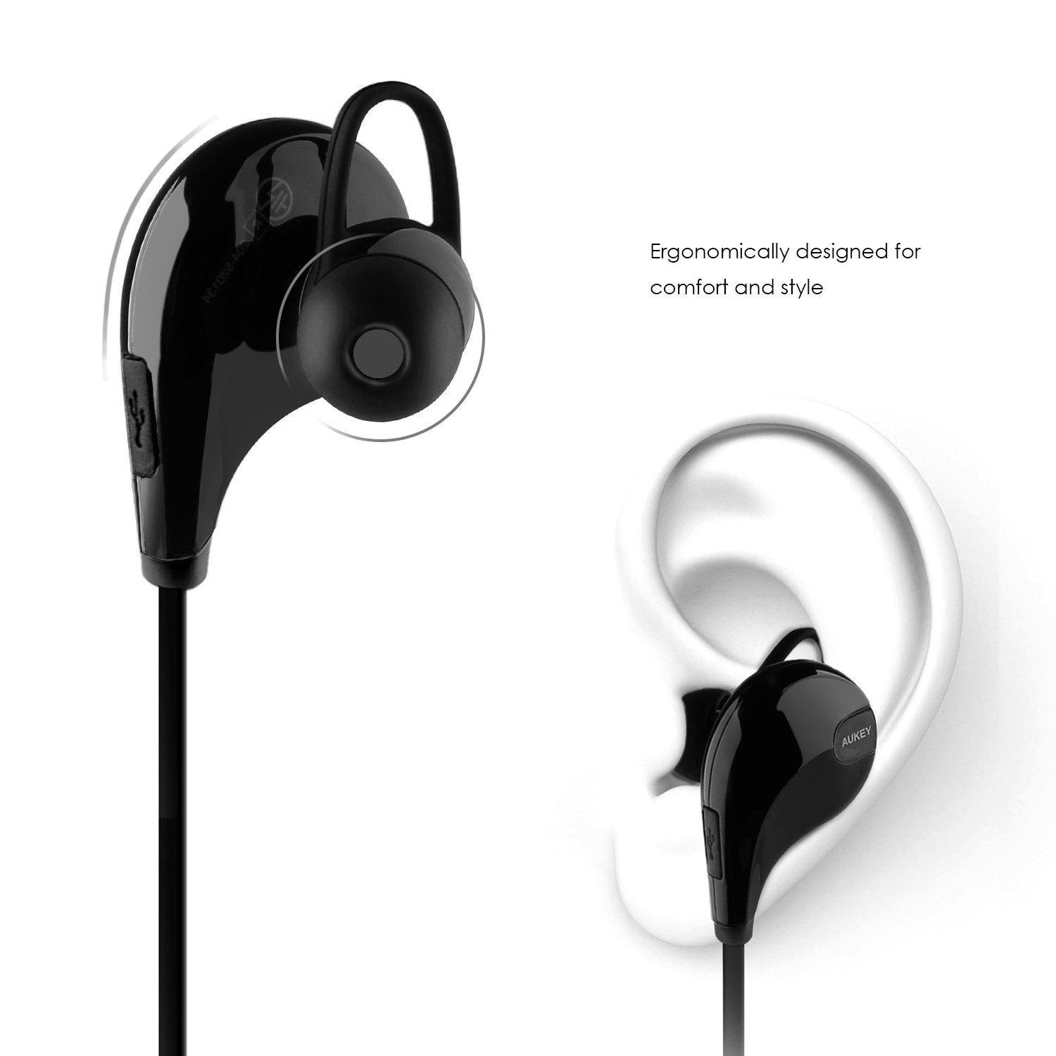 Aukey Bluetooth 4.1 Wireless Stereo Sport Earphones Black Price in Kuwait Xcite