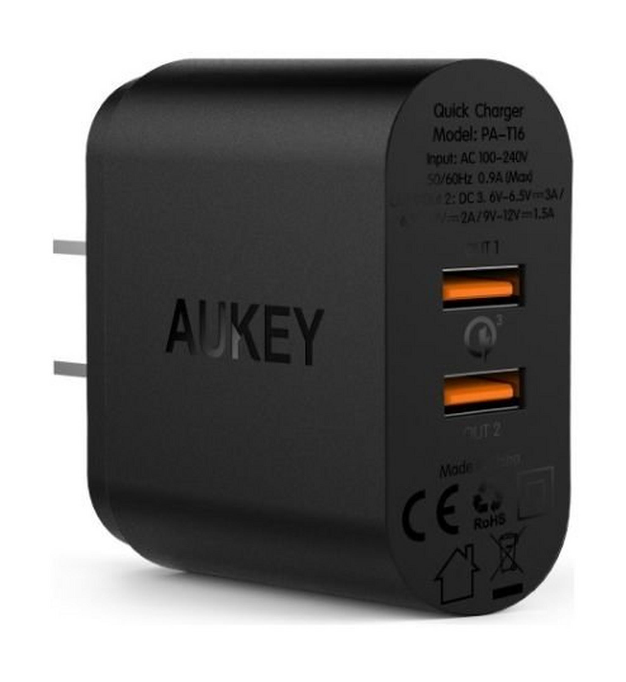 Aukey 2 Port Quick Charger 3.0 Wall Charger