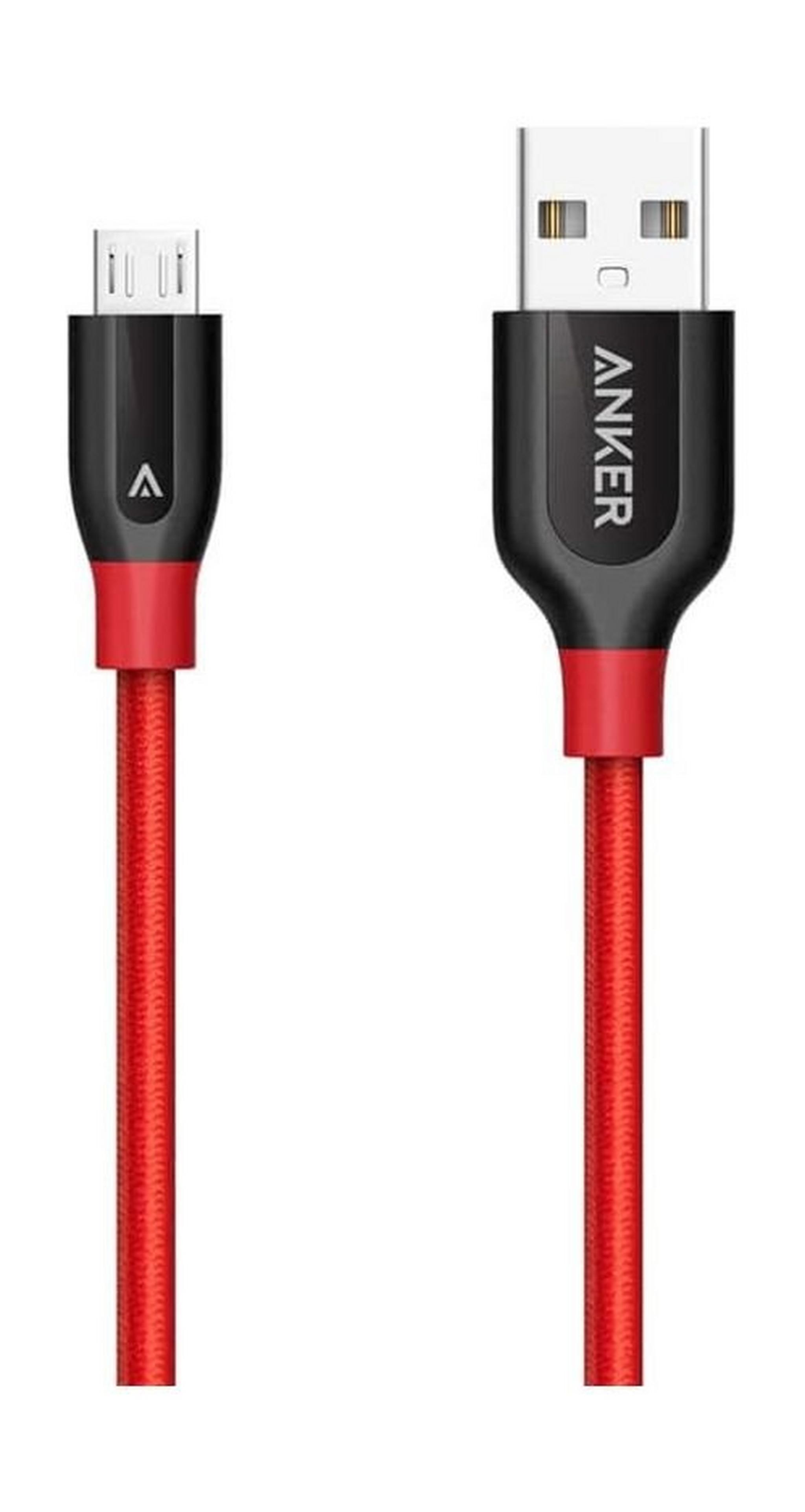 Anker PowerLine Micro USB Nylon Braided Cable 0.9M (A8142H91) - Red