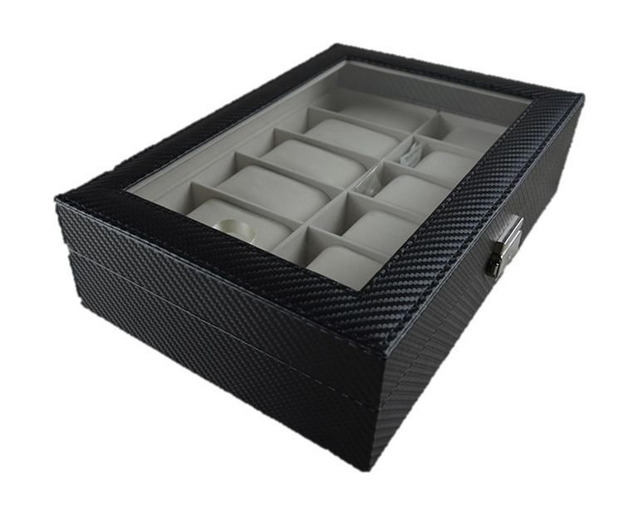 صندوق تخزين الساعات إم أي إس سي مع ١٢ وسادة بحجم ٣٠ × ٢٠ × ٨ سم – أسود (WBCF-12)