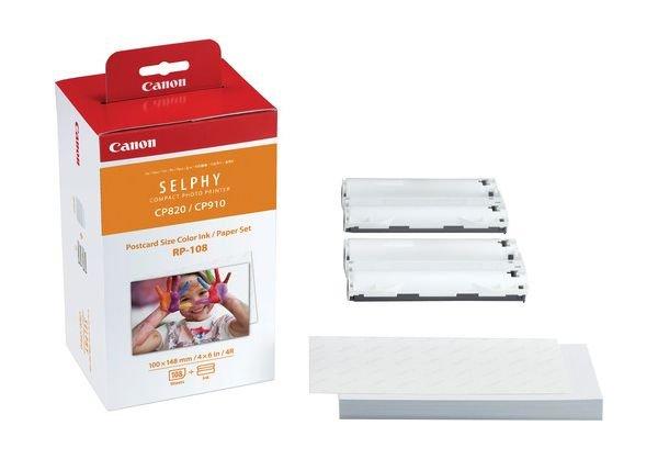 مجموعة ورق طباعة الصور وأحبار ملونة عالية السعة من كانون (RP-108)