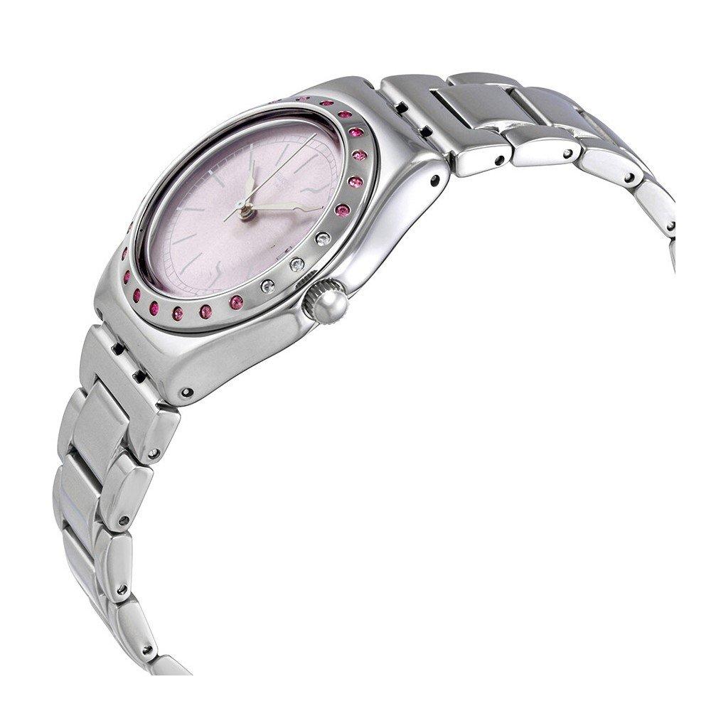 ساعة بينك أراوند للسيدات  من سواتش، 33 ملم، سوار ستانلس ستيل، SWAYLS455G - فضي