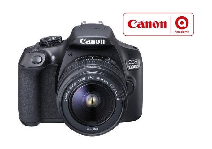 Canon EOS 1300D 18MP WiFi DSLR Camera With 18-55mm Zoom Lens + Photography Training Voucher + 16 GB SD Memory Card + Bag