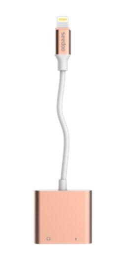 Seedoo Lightning and AUX Plug Adapter for iPhone Rose Gold Price in