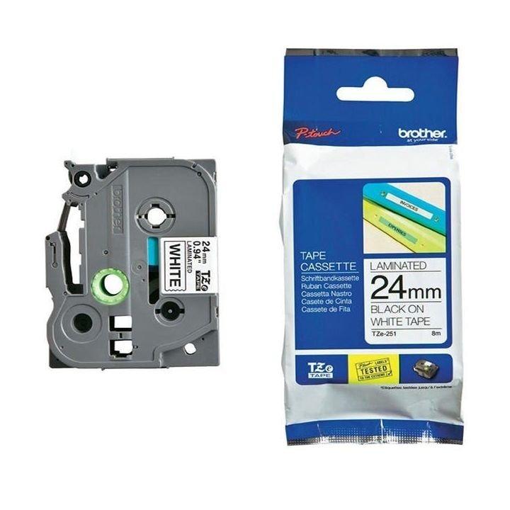 Brother 24mm Laminated Label Tape Black On White (TZ251)
