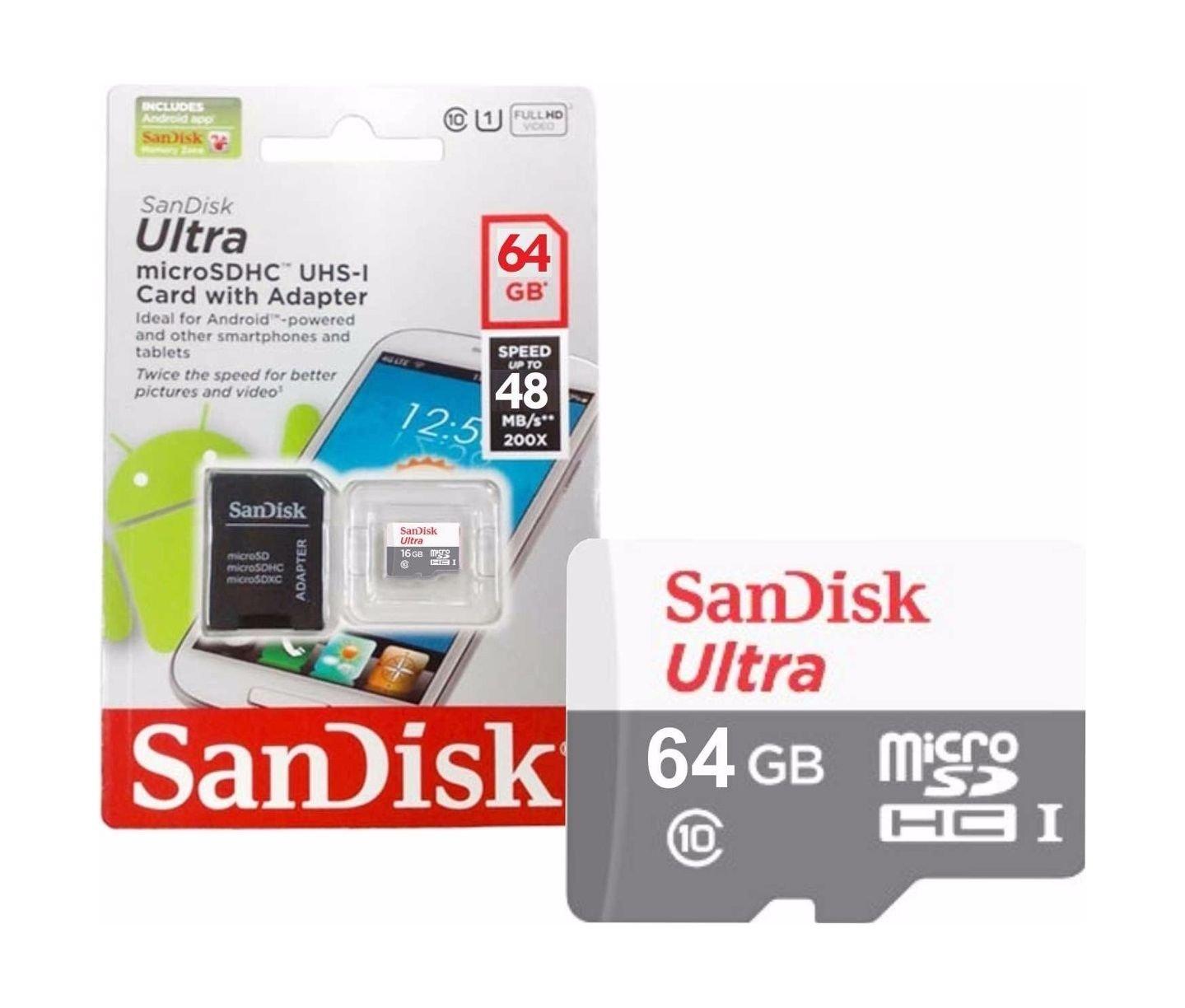 SanDisk Ultra UHS-I 64GB MicroSD 80Mb/s Class 10 Card
