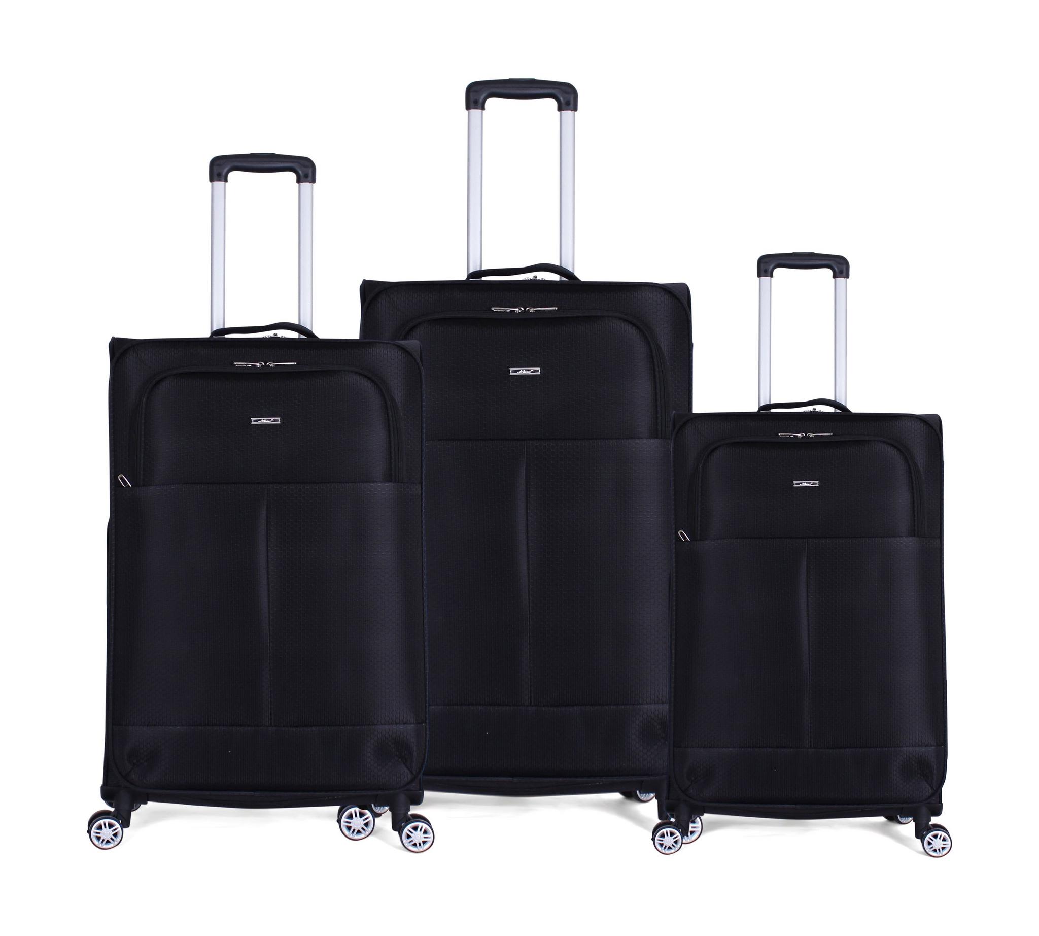 Ashare Set Of 3 Soft Luggage (456) - Black