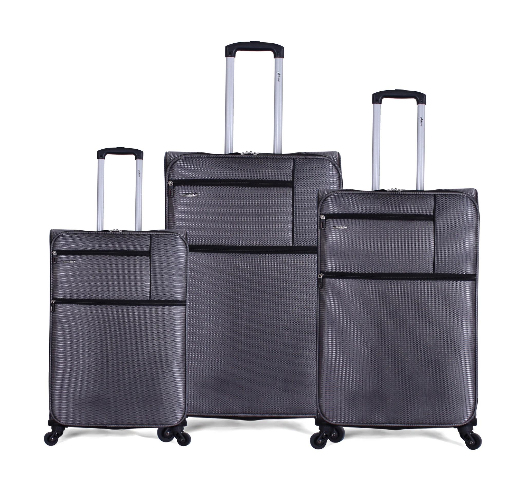 Ashare Set Of 3 Soft Luggage (457) - Grey