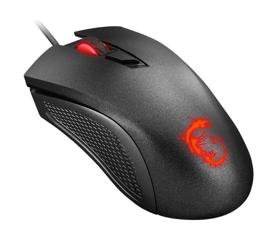MSI Clutch GM10 USB Adjustable DPI Ergonomic Design Gaming Grade Optical Mouse - Black