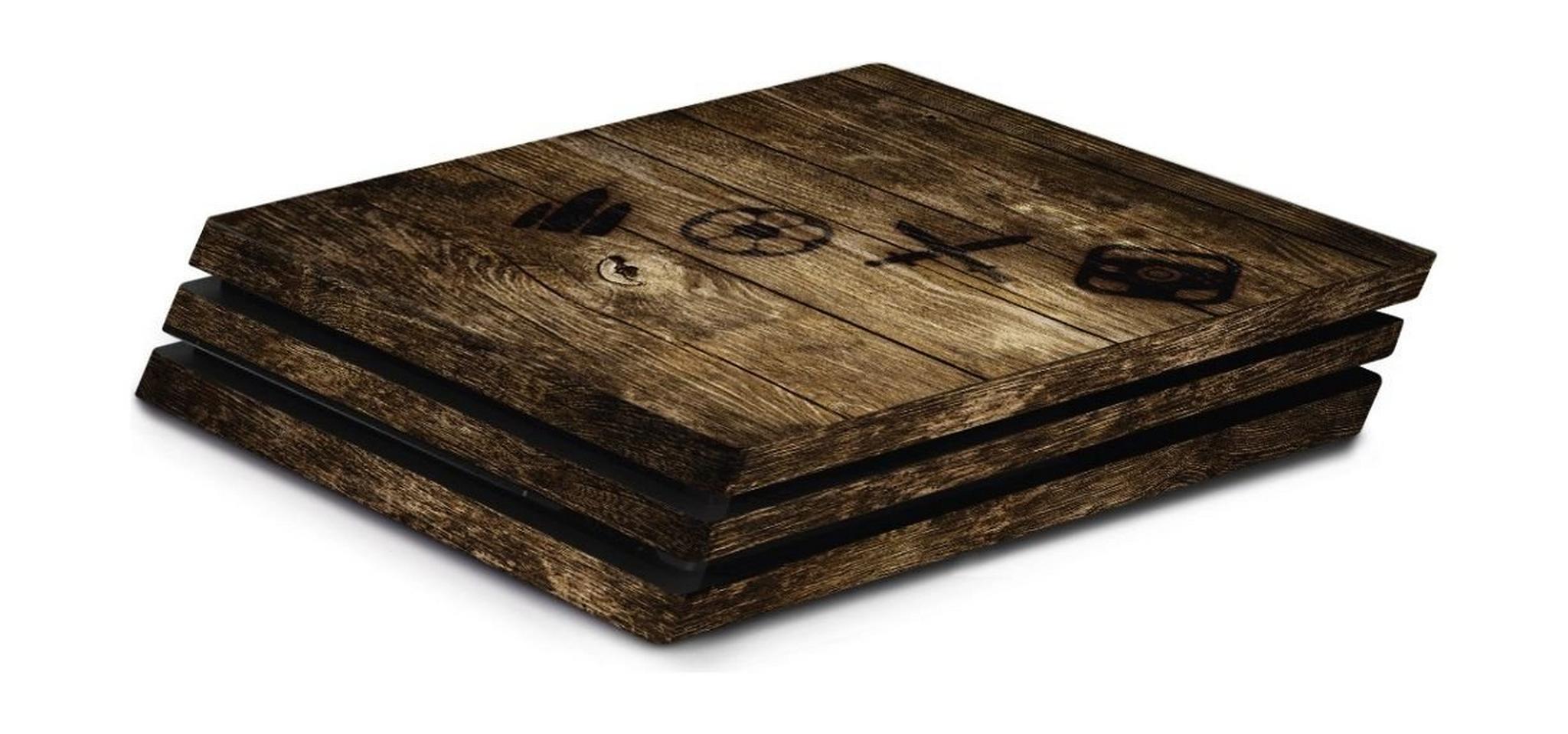قشرة لاصقة جلدية لحماية بلاي ستيشن ٤ برو من هاما - تصميم خشبي
