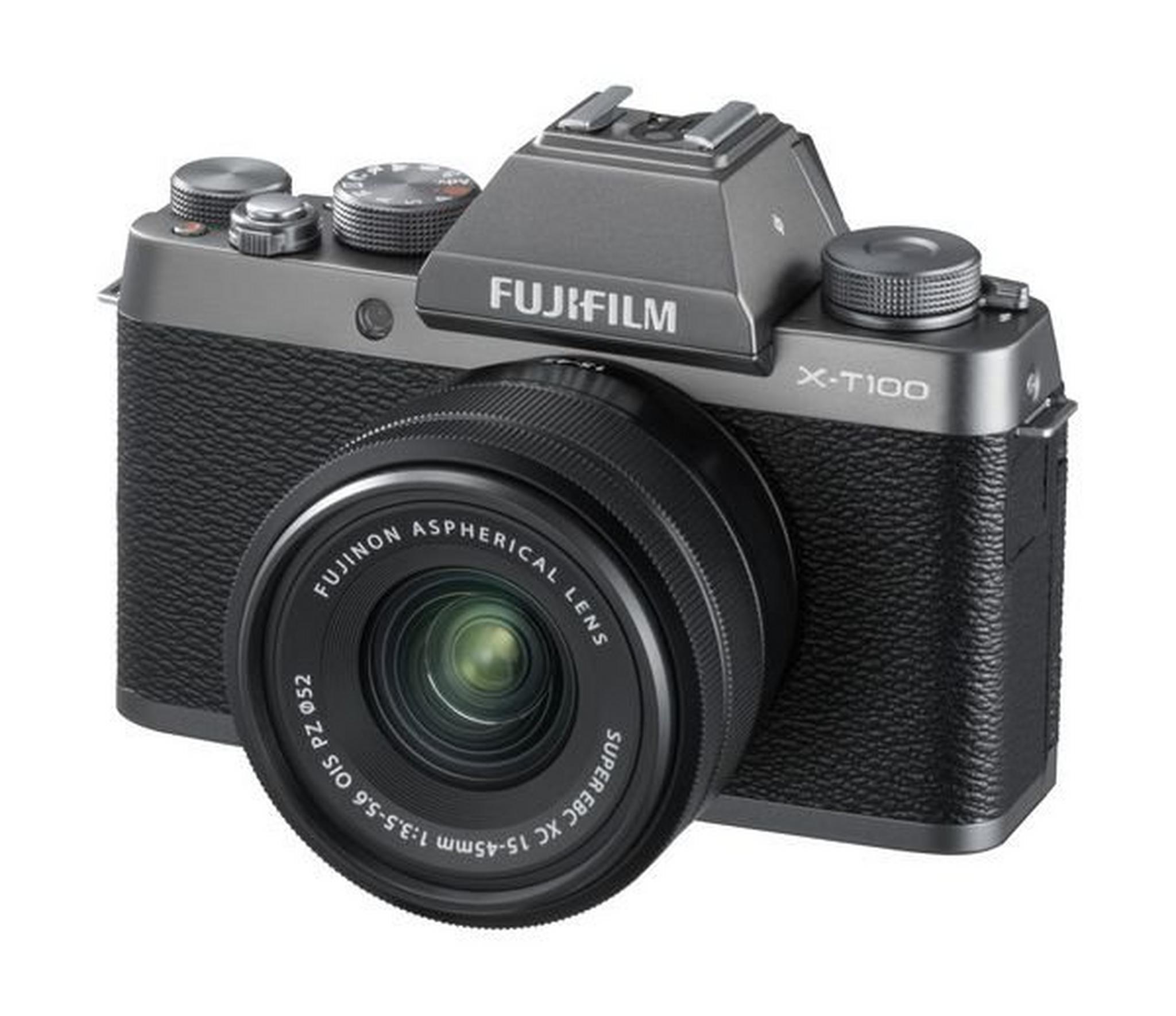 Fujifilm X-T100 Mirrorless Digital Camera w/ XC15-45mm Lens - Silver
