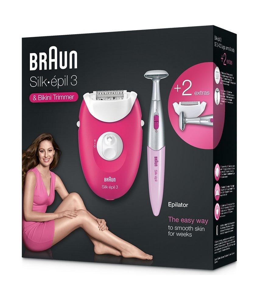 ماكينة إزالة الشعر براون سيلك ٣ سلكية (3-420) + مشذب الأماكن الحساسة