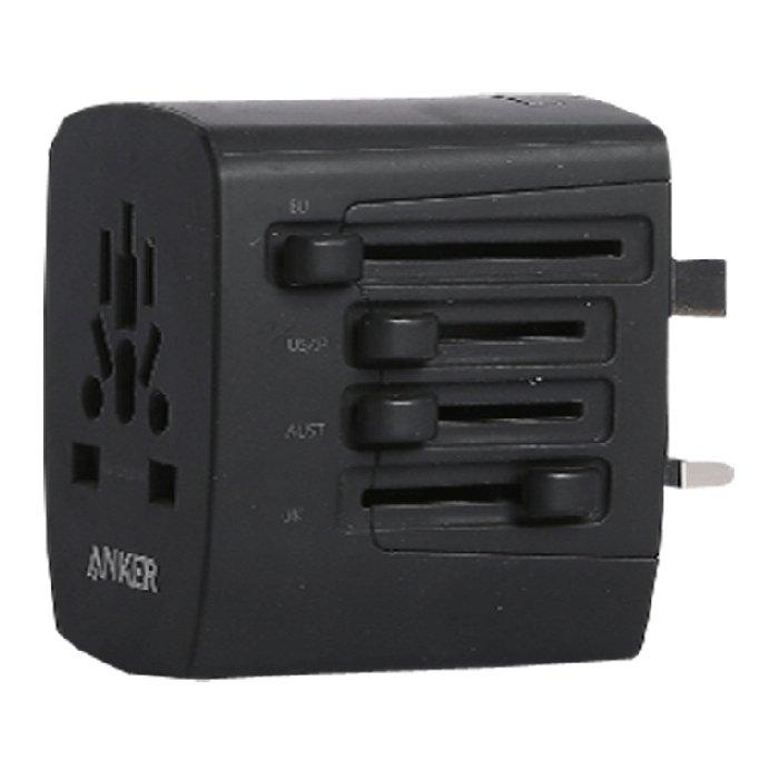 محول أنكر العالمي للسفر مع أربع منافذ ليو اس بي ، A2730H11 – أسود