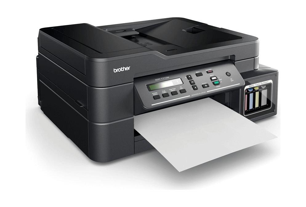 طابعة ٣ في ١ إنك جيت اللاسلكية بخاصية إعادة تعبئة خزانات الحبر من برزر (DCPT710W)